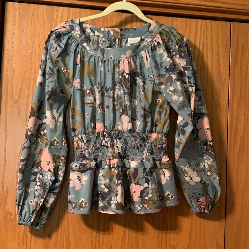 Spartina 449 Rusched waist long sleeve blouse Size XS